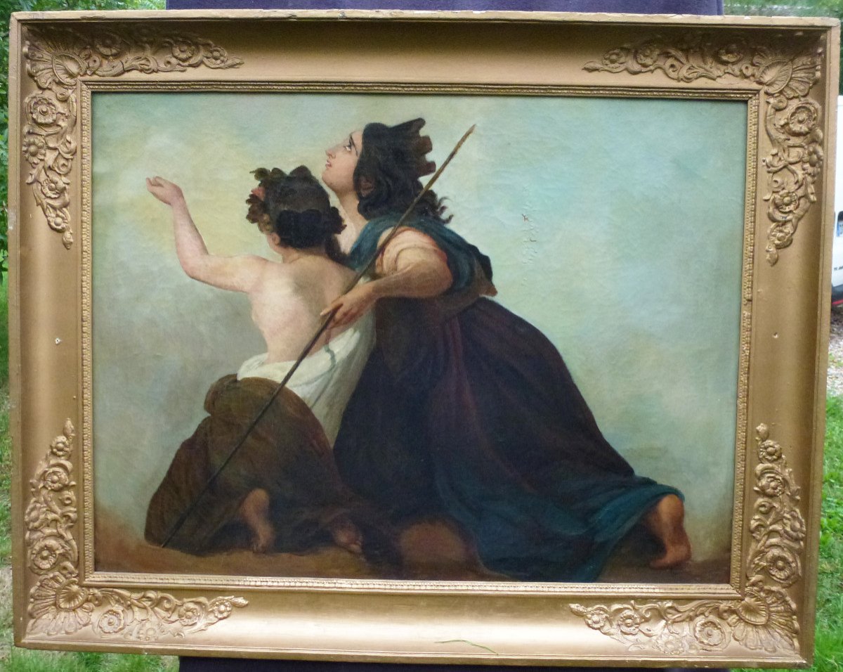 Large Genre Scene Allegory Of Pompeii Oil/canvas 19th Century