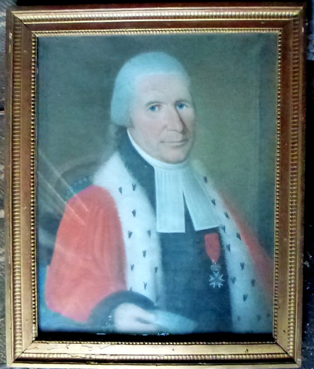 Portrait Of A Male Magistrate With An Ermine Mantle Pastel From The 19th Century-photo-2