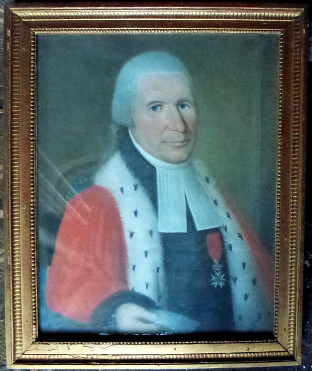 Portrait Of A Male Magistrate With An Ermine Mantle Pastel From The 19th Century