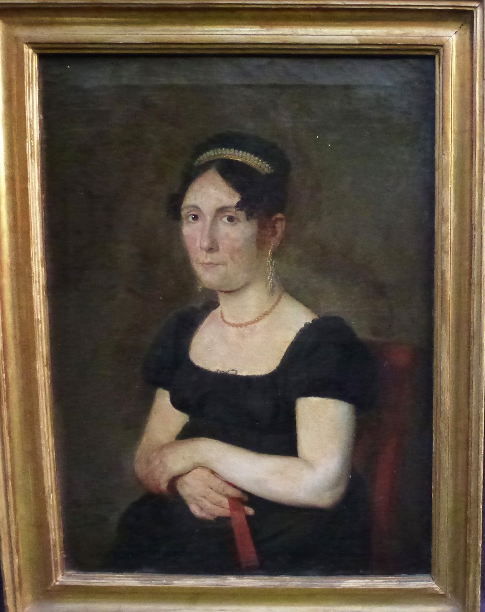 Ramon Planella Portrait Of Woman Ist Empire Oil/canvas From The 19th Century-photo-2