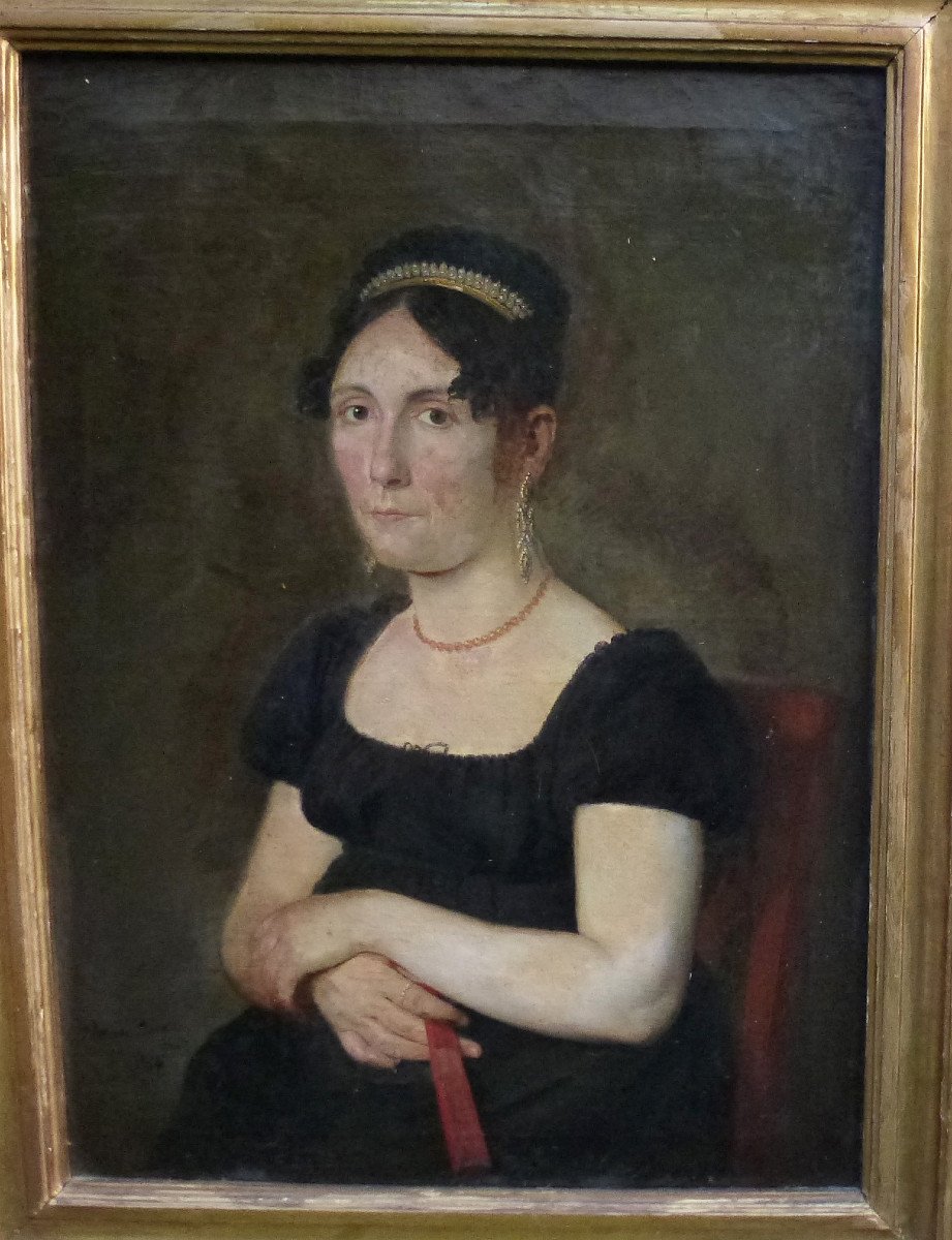 Ramon Planella Portrait Of Woman Ist Empire Oil/canvas From The 19th Century-photo-3