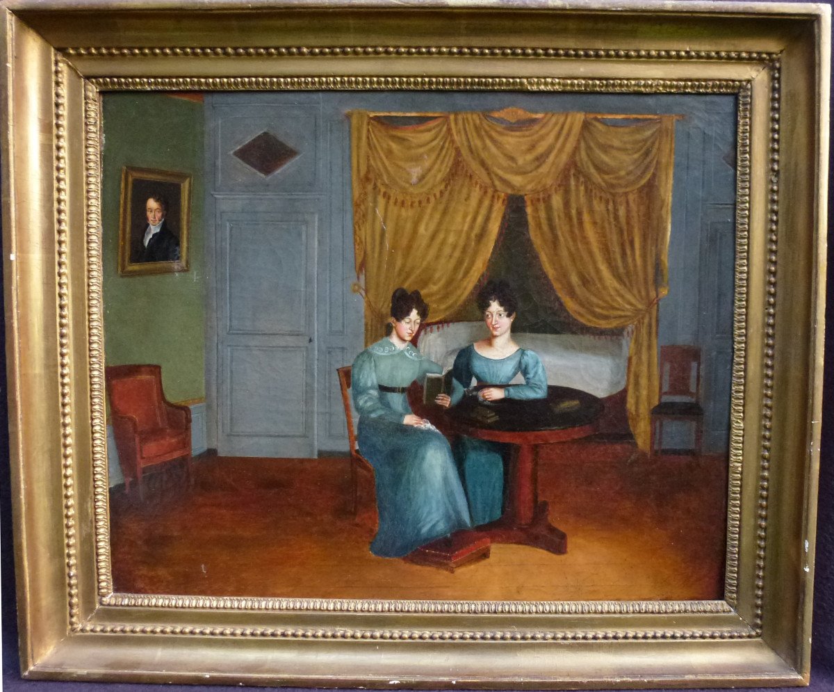 Genre Scene Reading Charles X Period French School Of The 19th Century Oil/canvas
