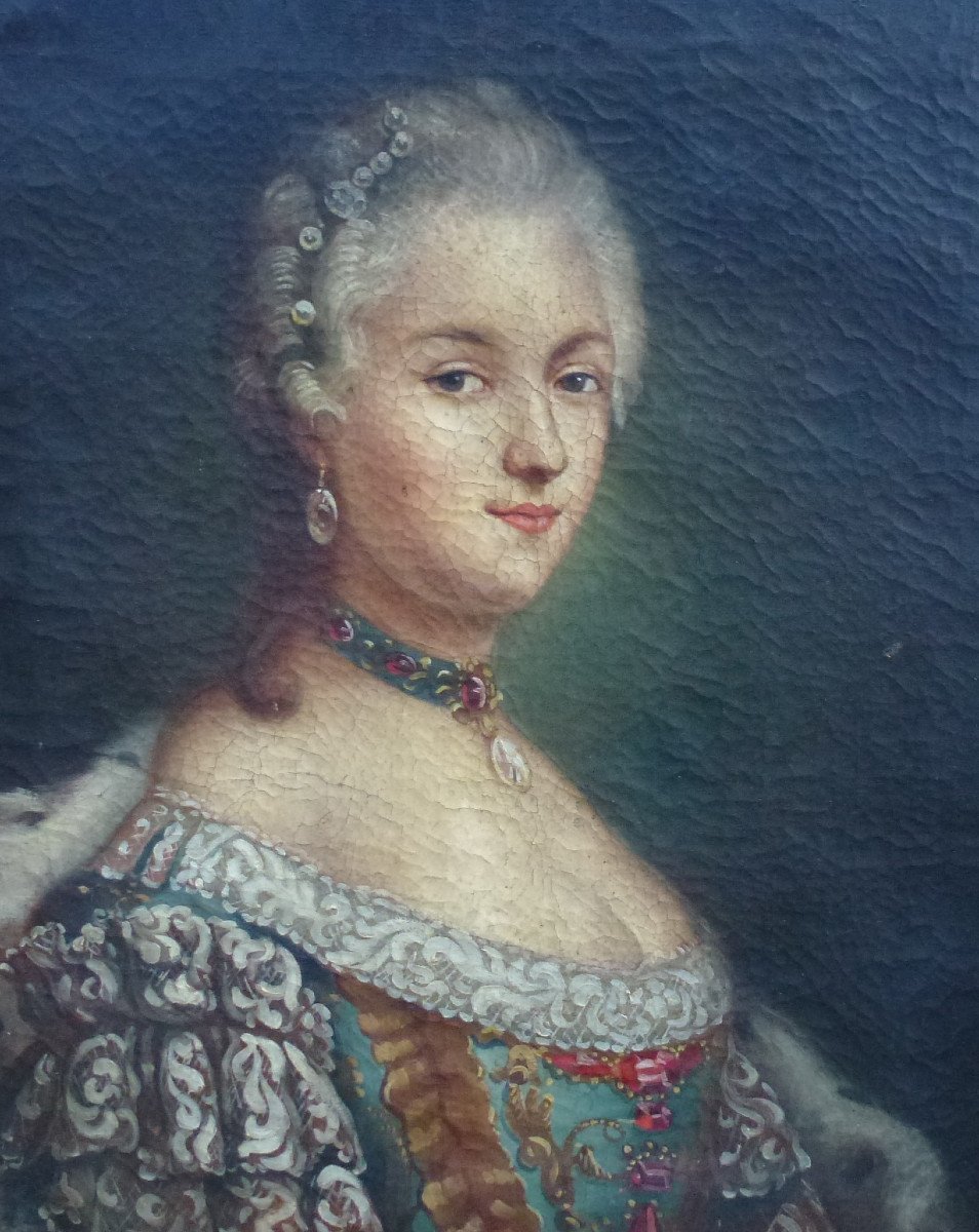 Portrait Of Marie-amélie De Habsburg Oil/canvas From The 18th Century-photo-3