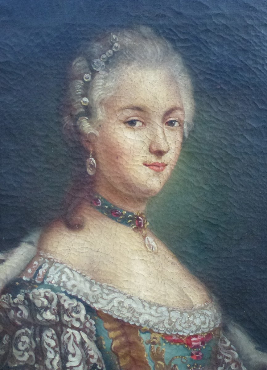 Portrait Of Marie-amélie De Habsburg Oil/canvas From The 18th Century-photo-4