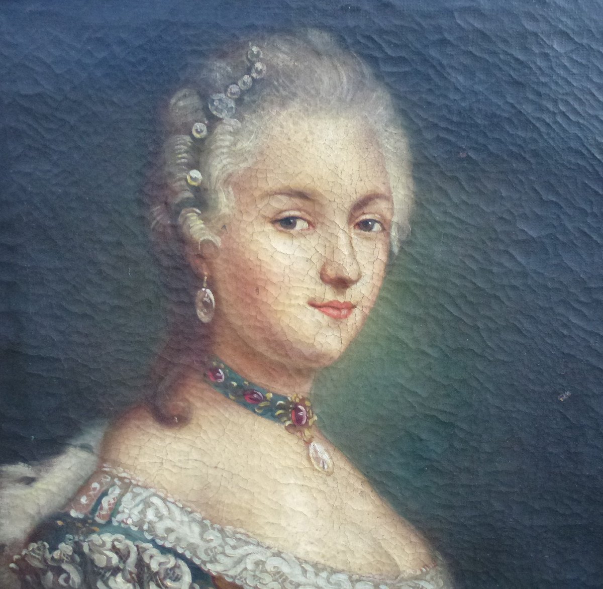 Portrait Of Marie-amélie De Habsburg Oil/canvas From The 18th Century-photo-1