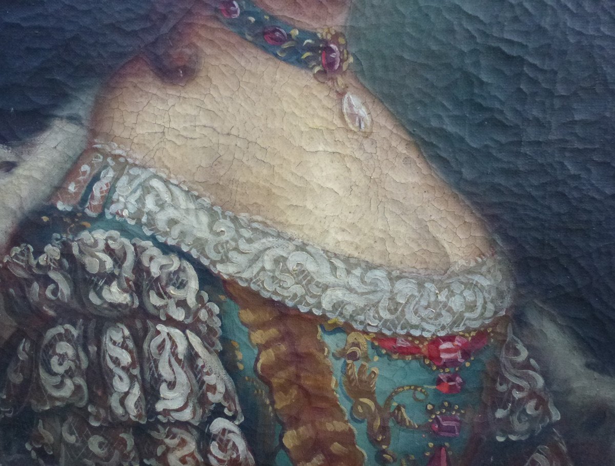 Portrait Of Marie-amélie De Habsburg Oil/canvas From The 18th Century-photo-2