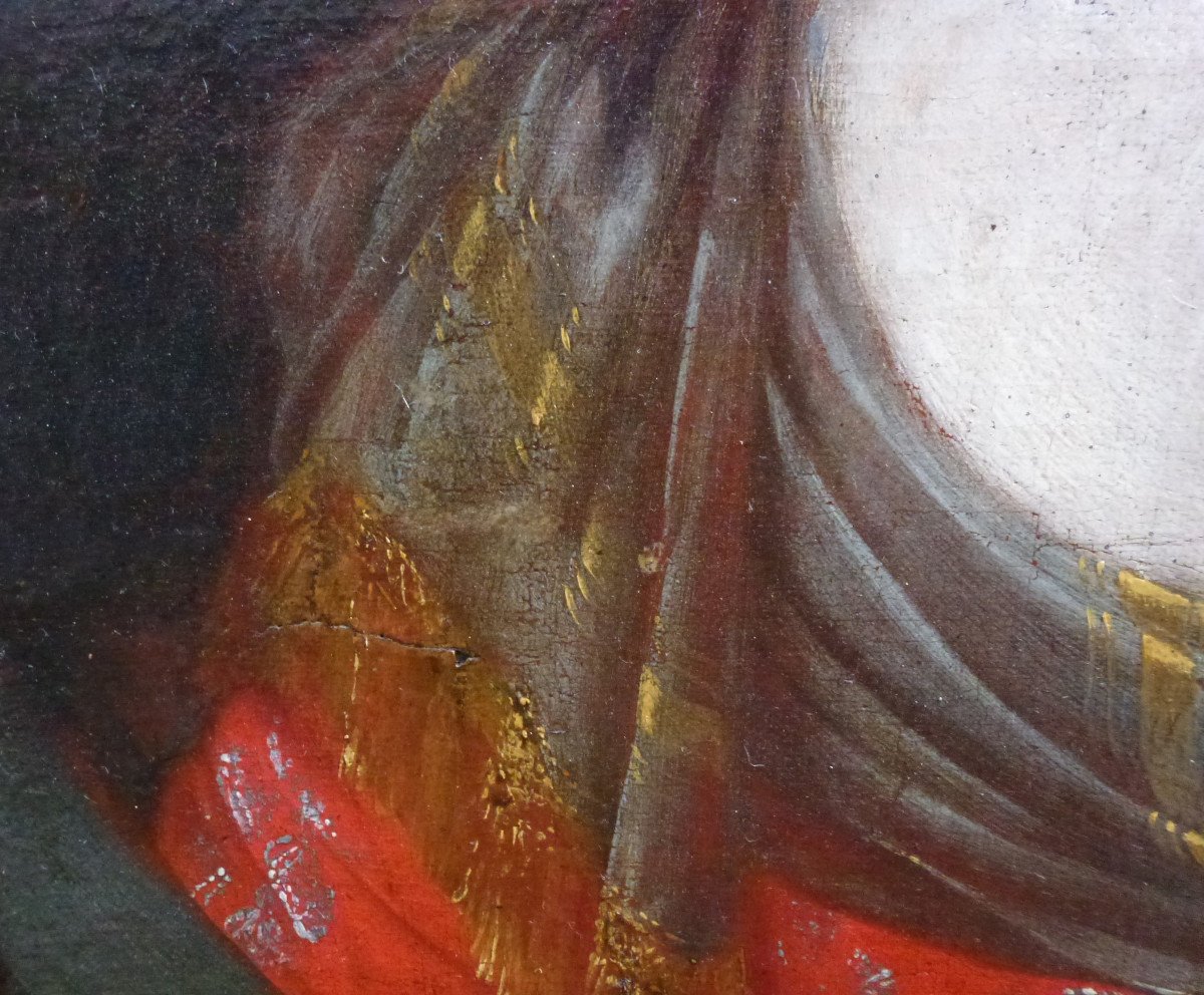 Portrait De Jeune Femme d'Epoque Louis XIII Huile/toile Du XVIIème Siècle-photo-5