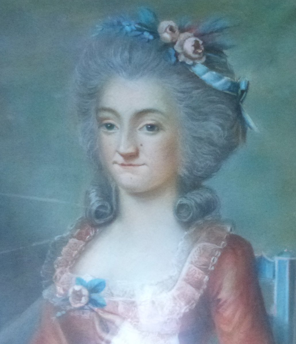 Portrait Of A Young Woman Françoise De Veaucoux Pastel From The 18th Century-photo-3