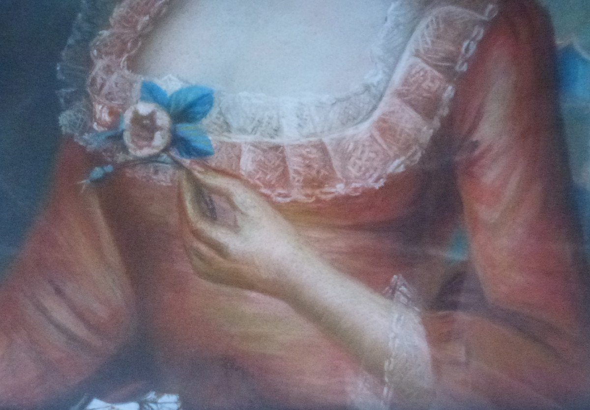 Portrait d'Une Jeune Femme Françoise De Veaucoux Pastel Du XVIIIème Siècle-photo-4