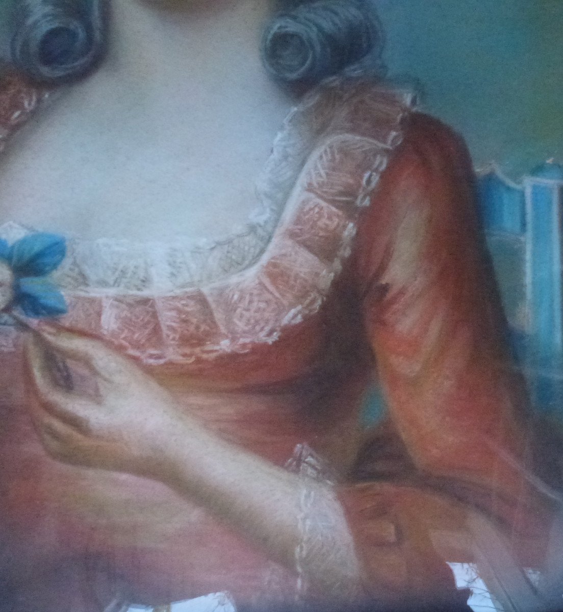 Portrait d'Une Jeune Femme Françoise De Veaucoux Pastel Du XVIIIème Siècle-photo-5