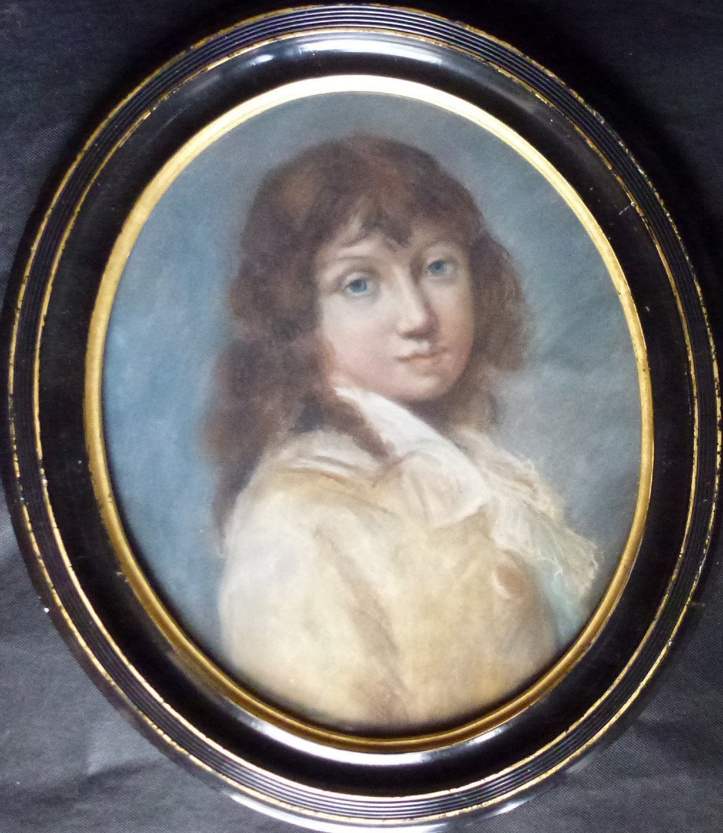 Portrait De Jeune Homme d'Après Boilly Pastel Sous Verre Du XIXème Siècle