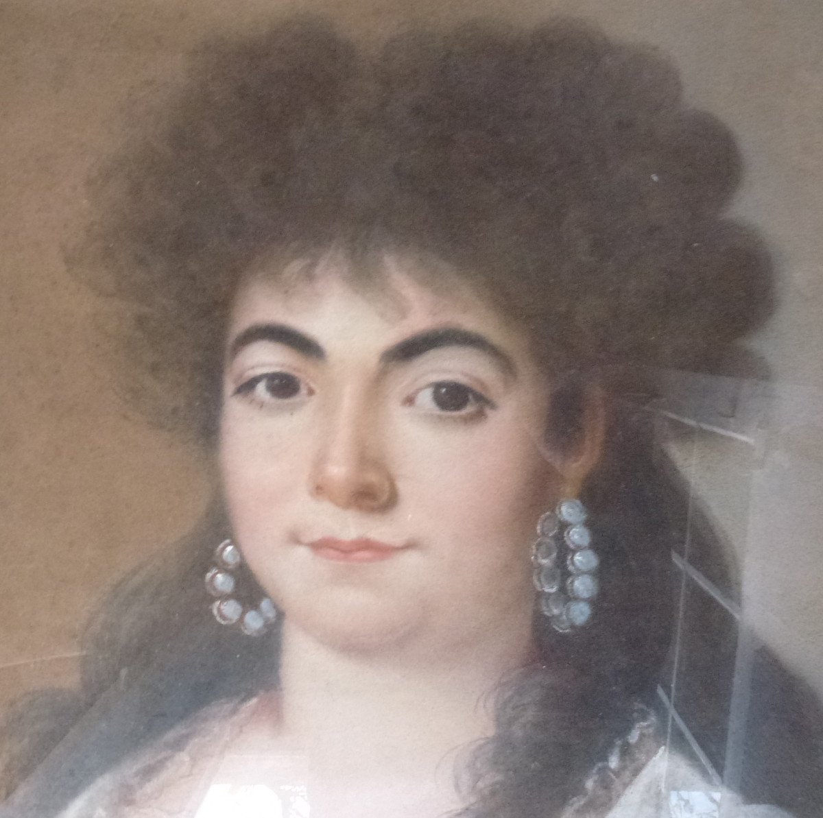 Grand Portrait De Jeune Femme Ier Empire Pastel Sous Verre Début XIXème Siècle-photo-6