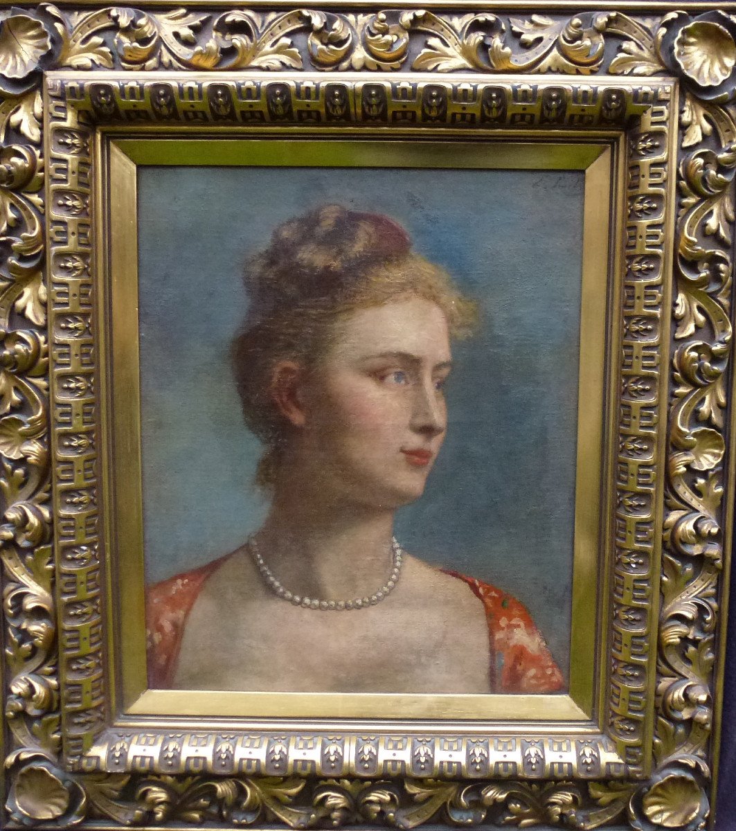 Eugène Smits Portrait De Jeune Femme Huile/toile Fin XIXème Siècle-photo-4