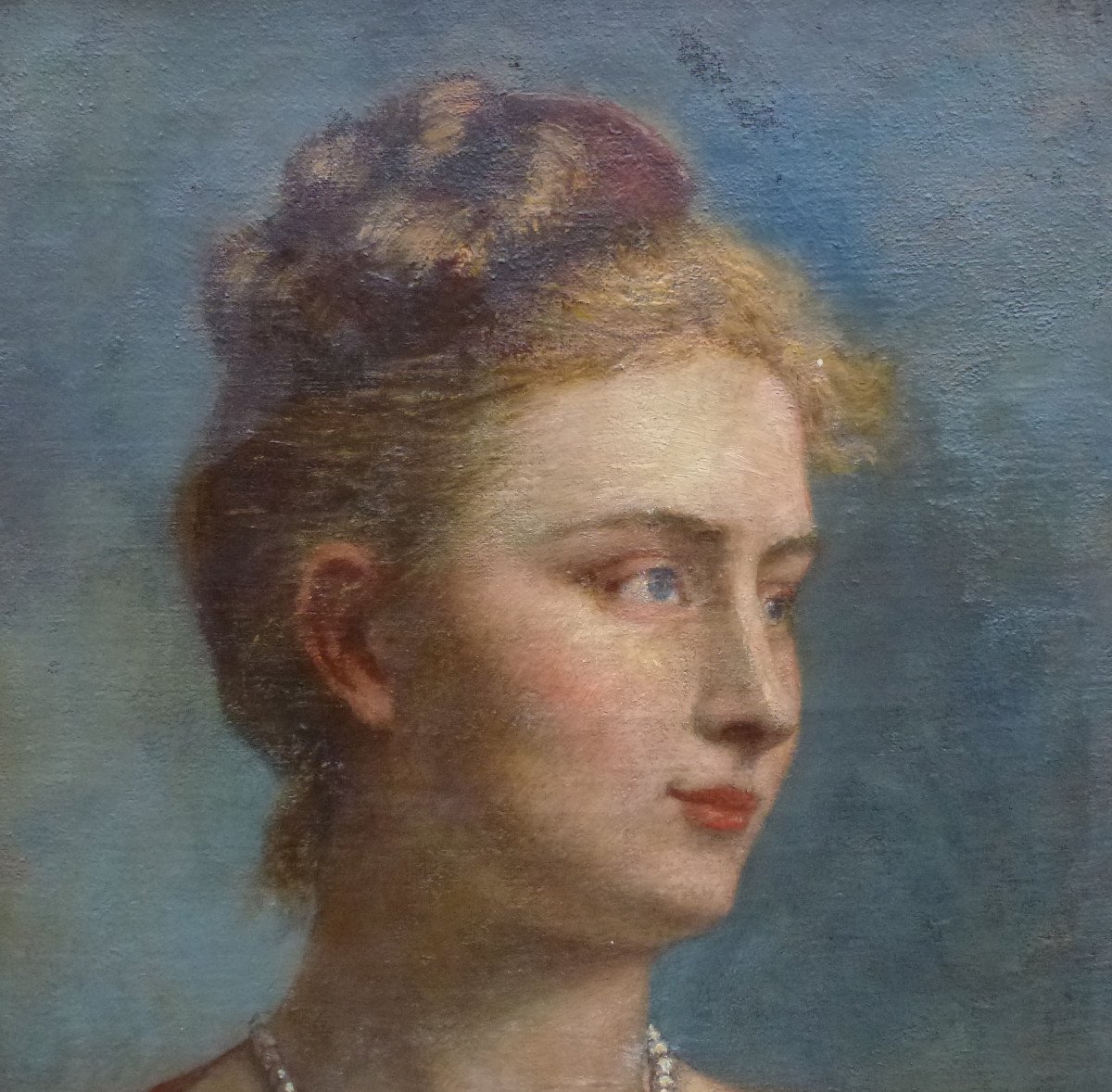 Eugène Smits Portrait De Jeune Femme Huile/toile Fin XIXème Siècle-photo-4