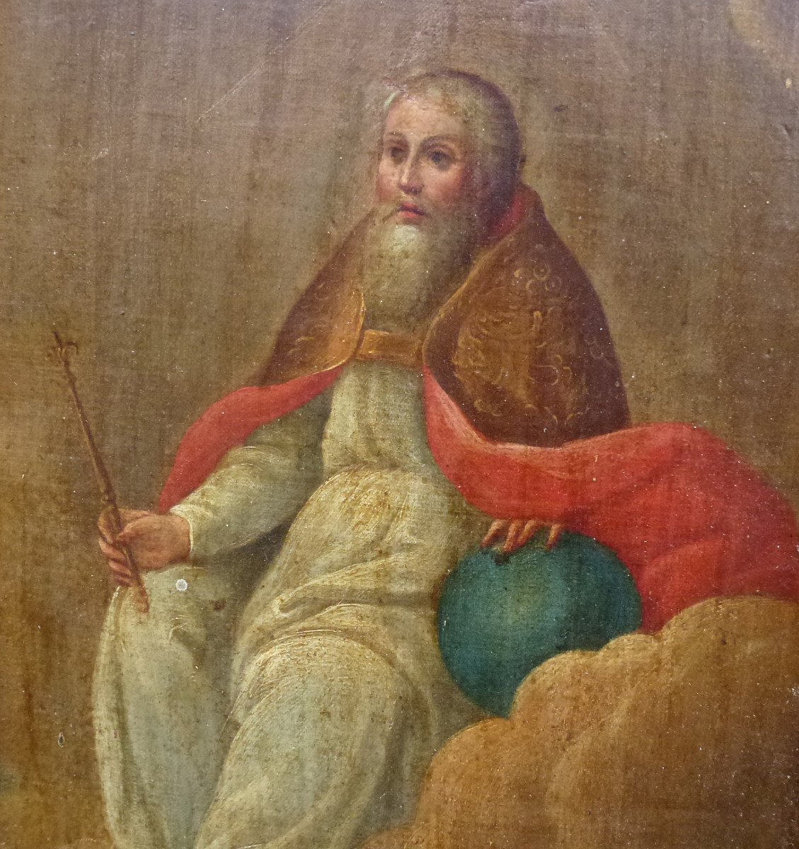 Religious Painting Portrait Of God The Father Oil/panel Late 18th Century-photo-4