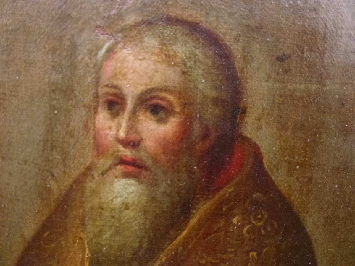 Religious Painting Portrait Of God The Father Oil/panel Late 18th Century-photo-5