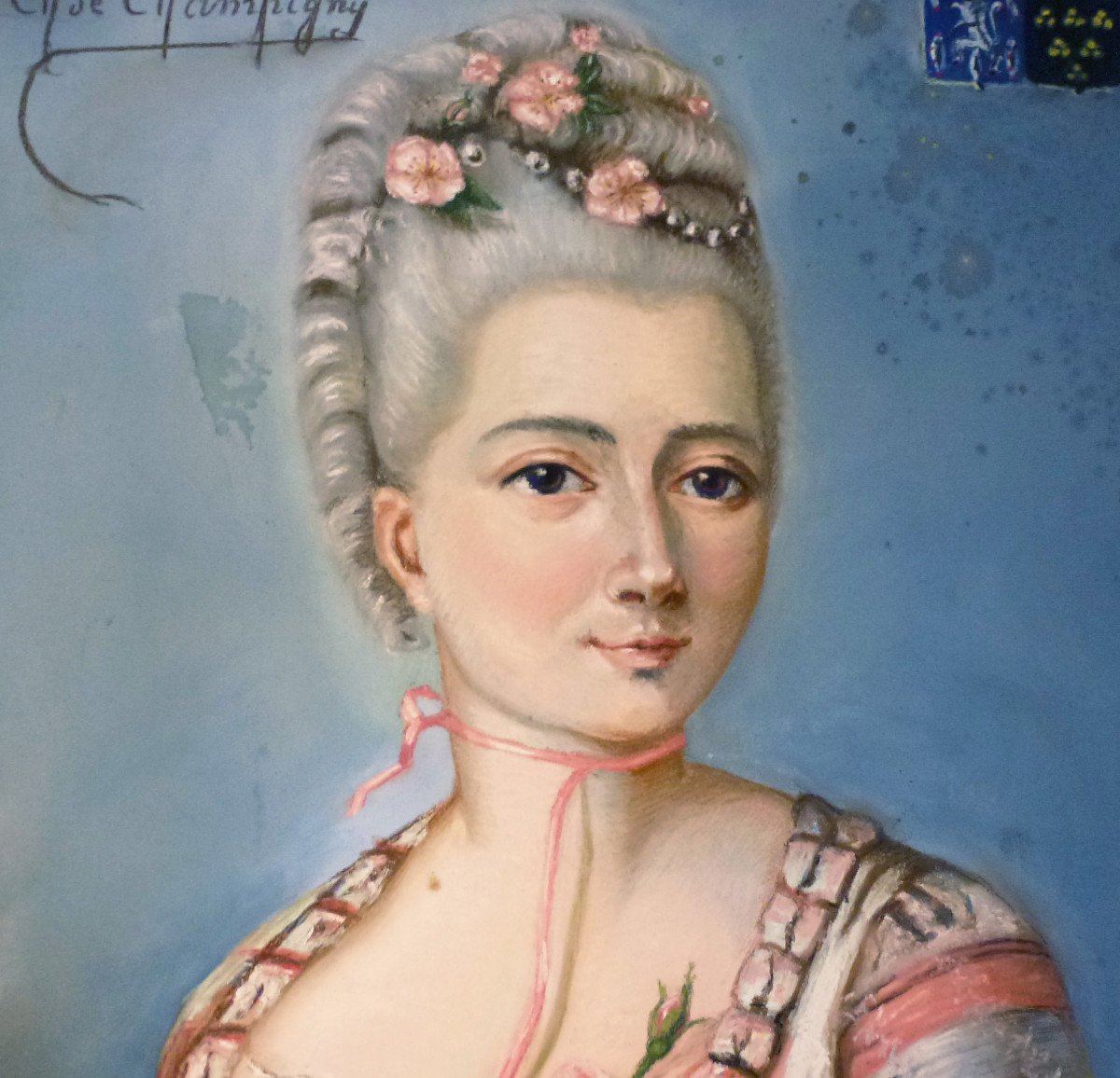 Champigny Portrait De Jeune Femme Epoque Louis XV Pastel Du XVIIIe Siècle-photo-1