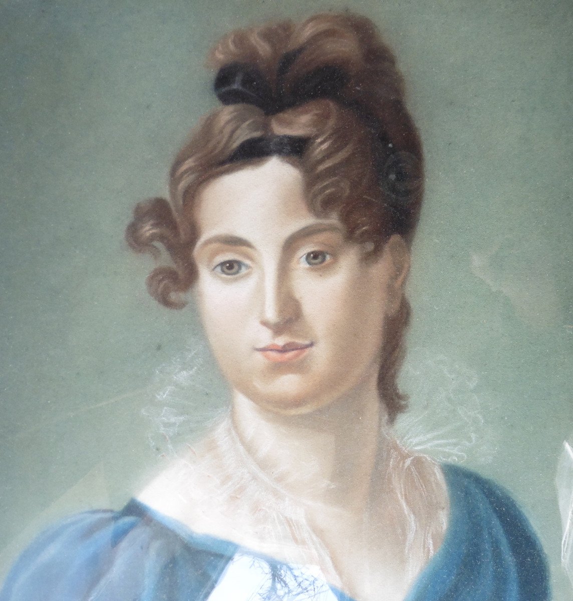 Portrait d'une Jeune Femme Ier Empire Pastel début XXème Siècle-photo-3