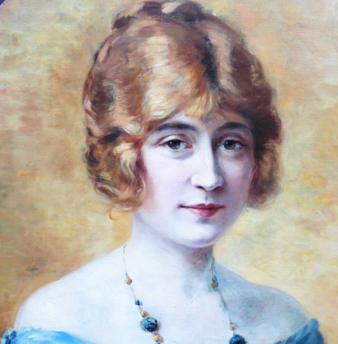 Portrait Of Young Woman Oil/canvas From The 20th Century Art Deco Signed-photo-4