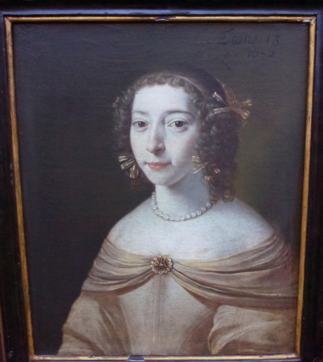 Portrait d'Une Jeune Femme d'Epoque Début Louis XIV Huile/toile Du XVIIe Siècle-photo-2
