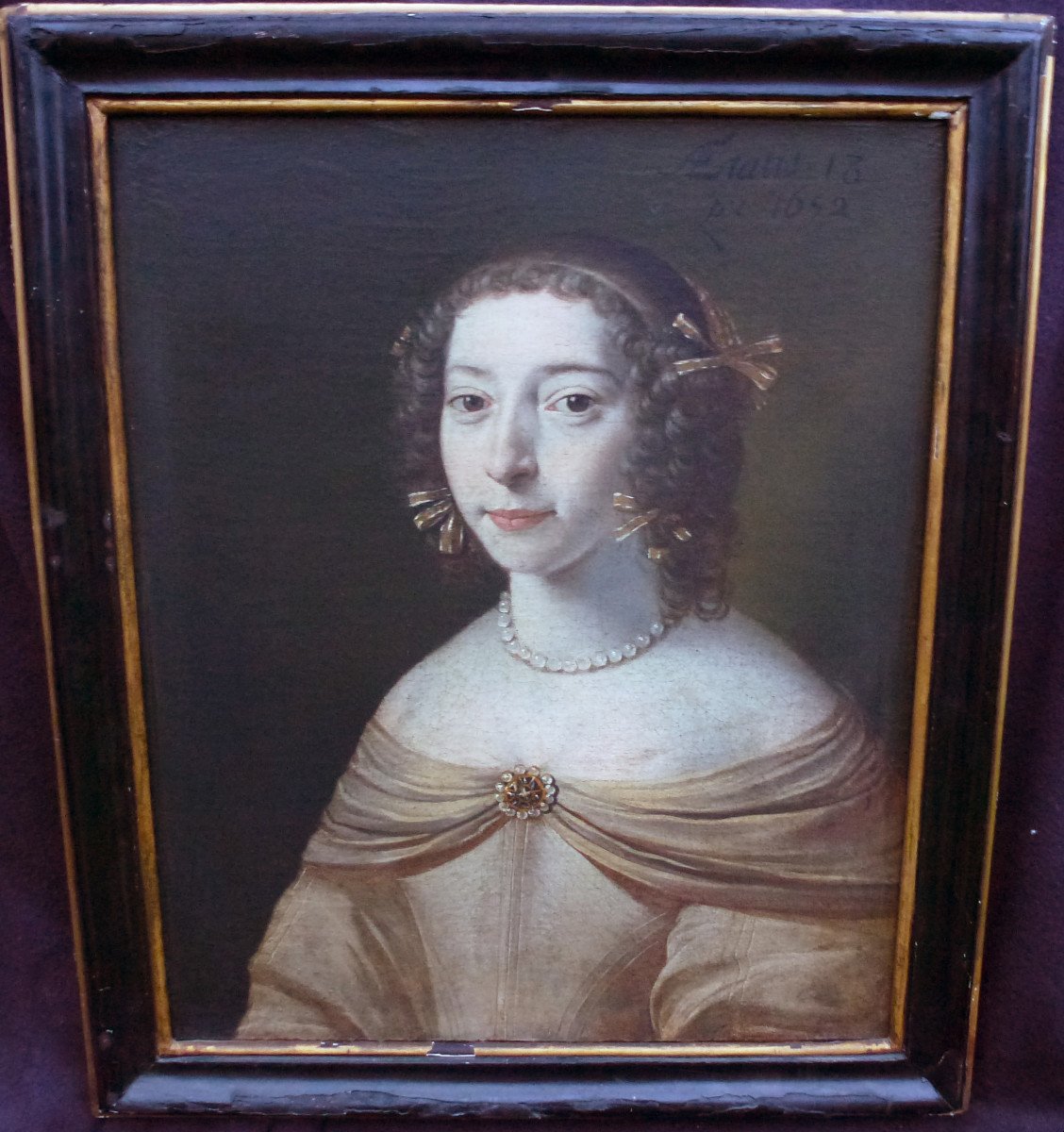 Portrait d'Une Jeune Femme d'Epoque Début Louis XIV Huile/toile Du XVIIe Siècle