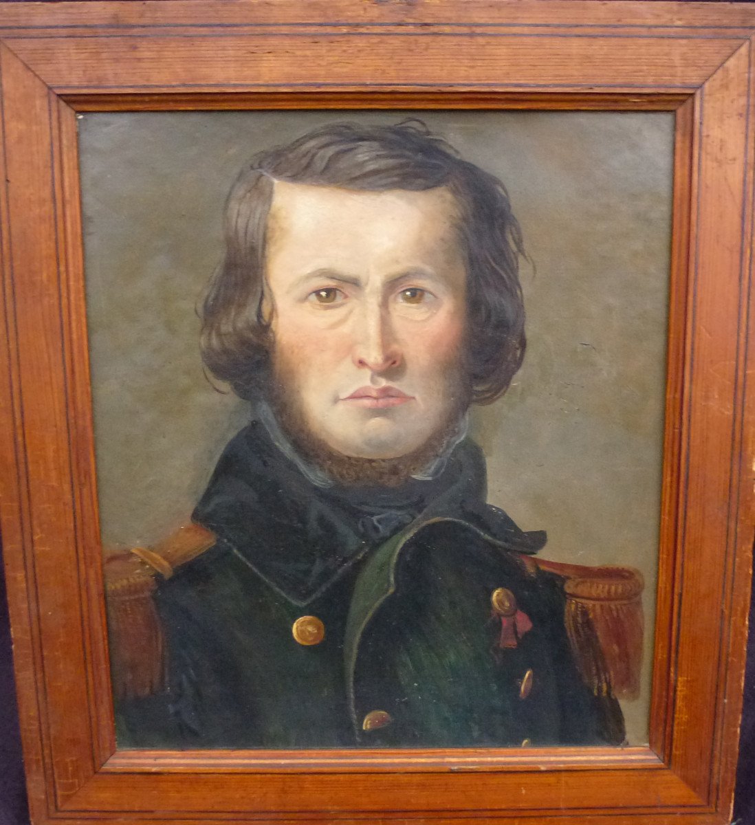 Portrait d'Homme Capitaine Ecole Française Du XIXème Siècle Huile/panneau-photo-2