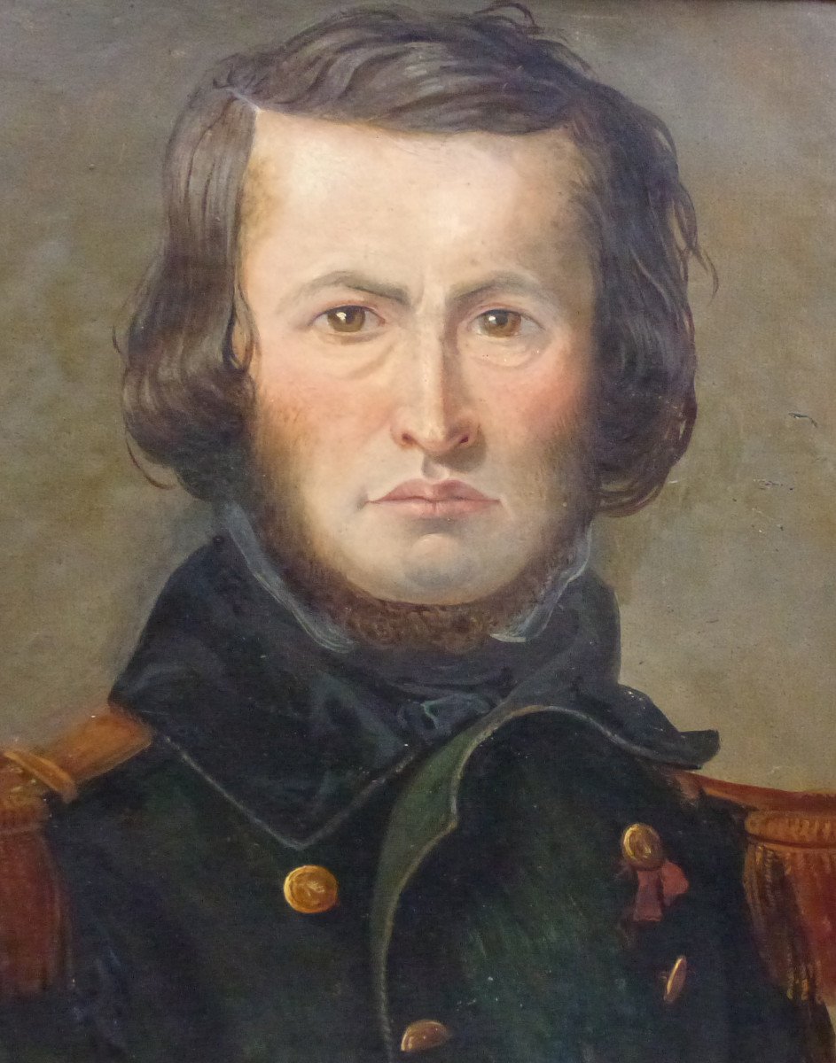 Portrait d'Homme Capitaine Ecole Française Du XIXème Siècle Huile/panneau-photo-3