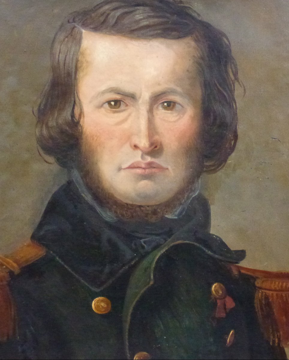 Portrait d'Homme Capitaine Ecole Française Du XIXème Siècle Huile/panneau-photo-4