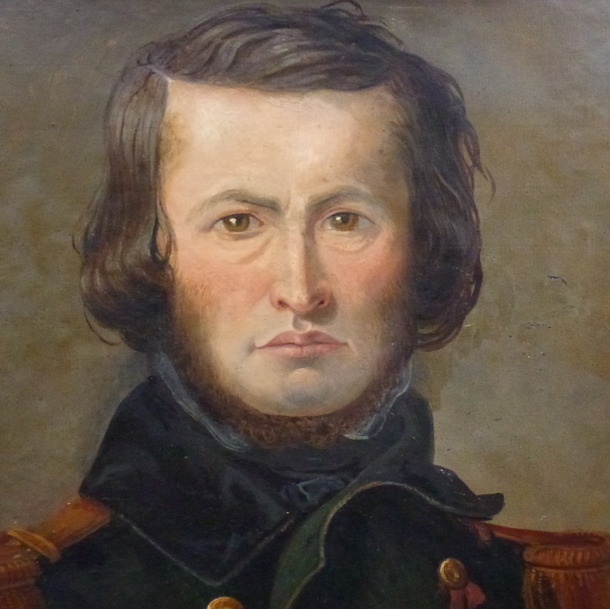 Portrait d'Homme Capitaine Ecole Française Du XIXème Siècle Huile/panneau-photo-1