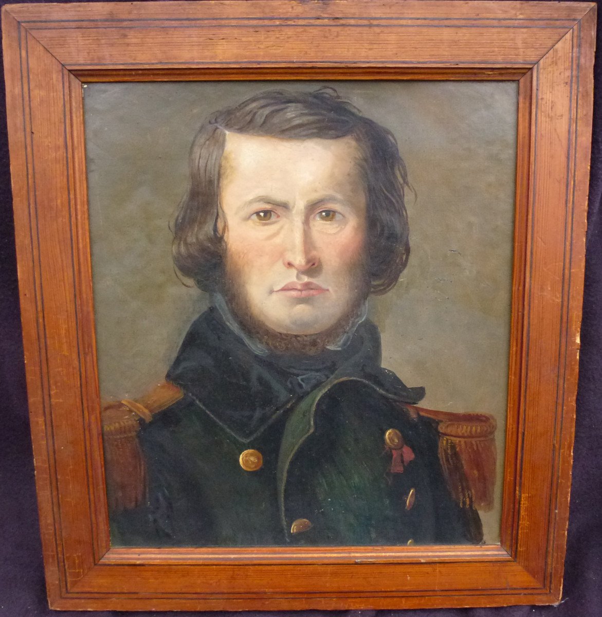 Portrait d'Homme Capitaine Ecole Française Du XIXème Siècle Huile/panneau