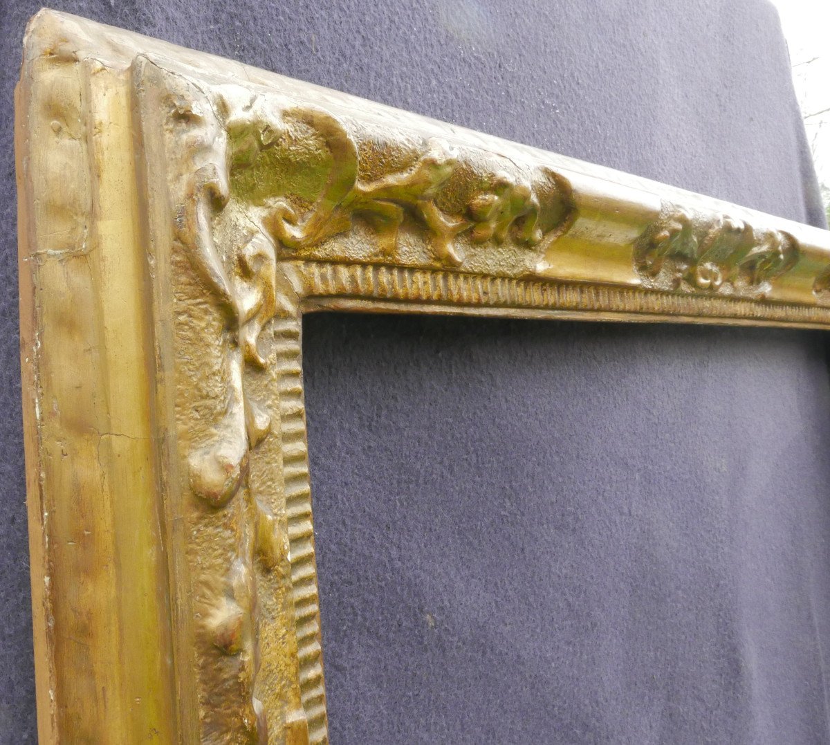 N°903 Italian Frame From The 18th Century In Carved Wood For Chassis 85 X 66.5 Cm-photo-3