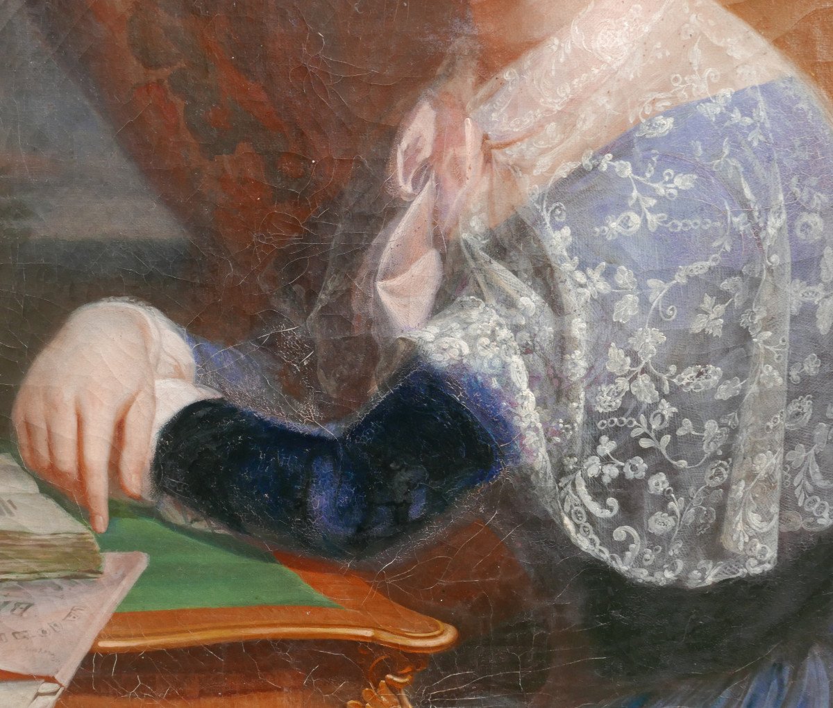 Portrait De Femme Epoque Louis Philippe Huile/toile Du XIXème Siècle-photo-4