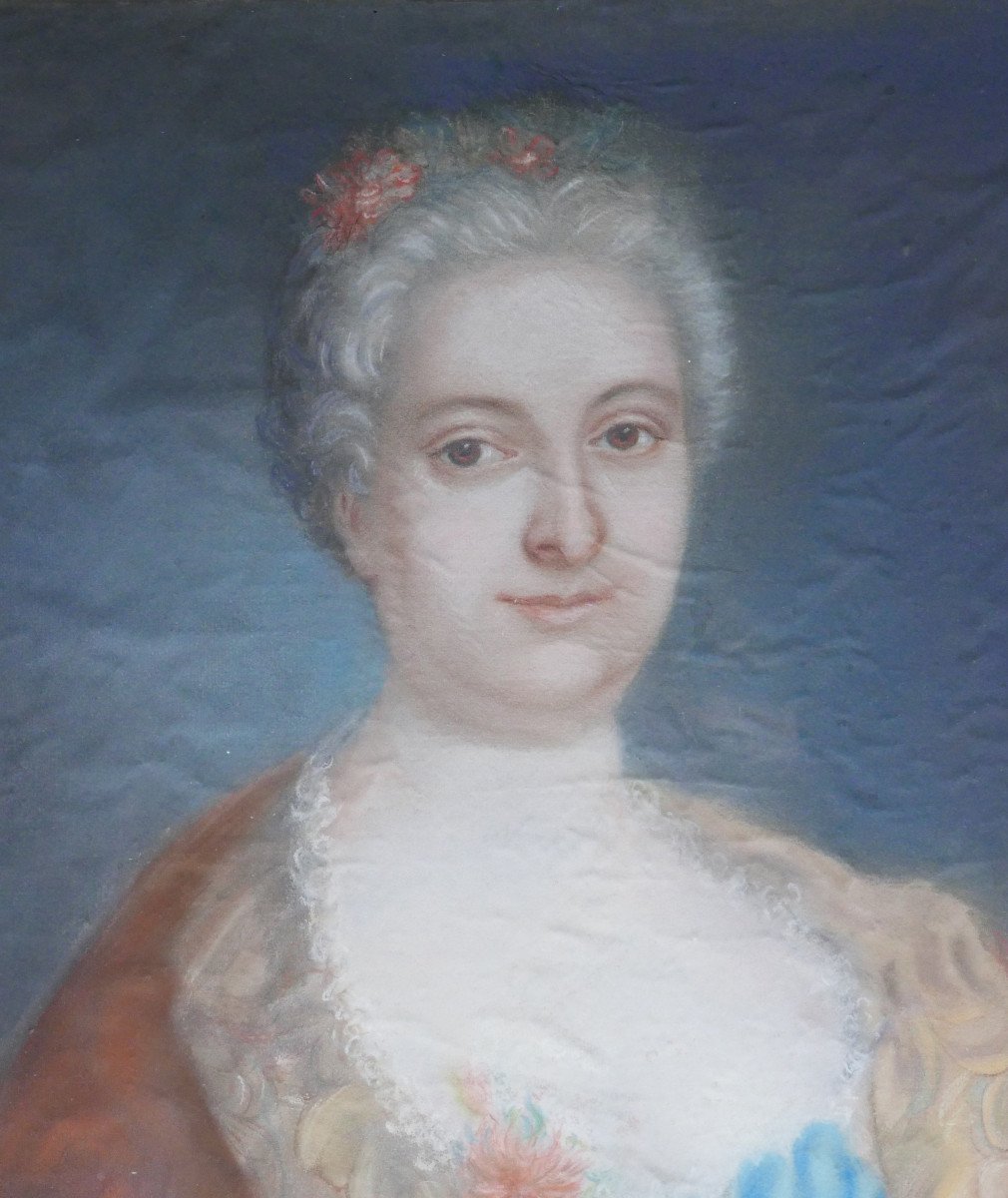 Portrait De Femme Epoque Louis XV Ecole Française Du XVIIIème Siècle Pastel-photo-3