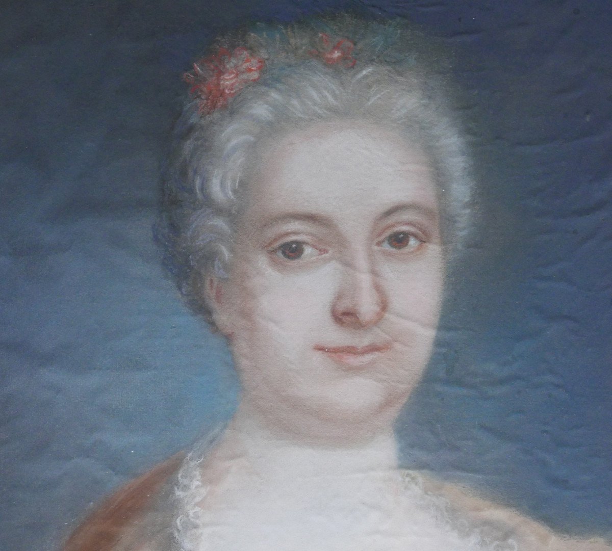 Portrait De Femme Epoque Louis XV Ecole Française Du XVIIIème Siècle Pastel-photo-4