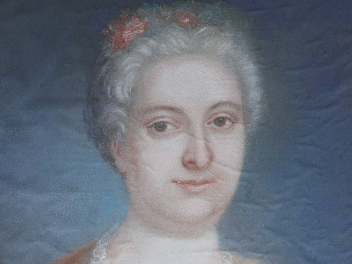 Portrait De Femme Epoque Louis XV Ecole Française Du XVIIIème Siècle Pastel-photo-6