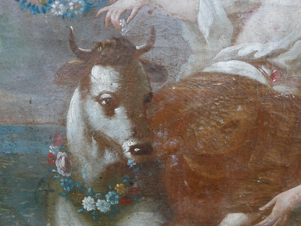 Mythological Scene Painting Abduction Of Europe Oil/canvas 17th Century-photo-1