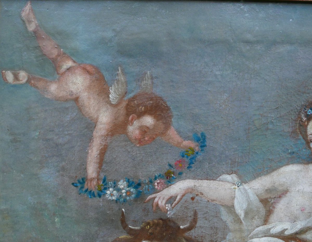 Mythological Scene Painting Abduction Of Europe Oil/canvas 17th Century-photo-3
