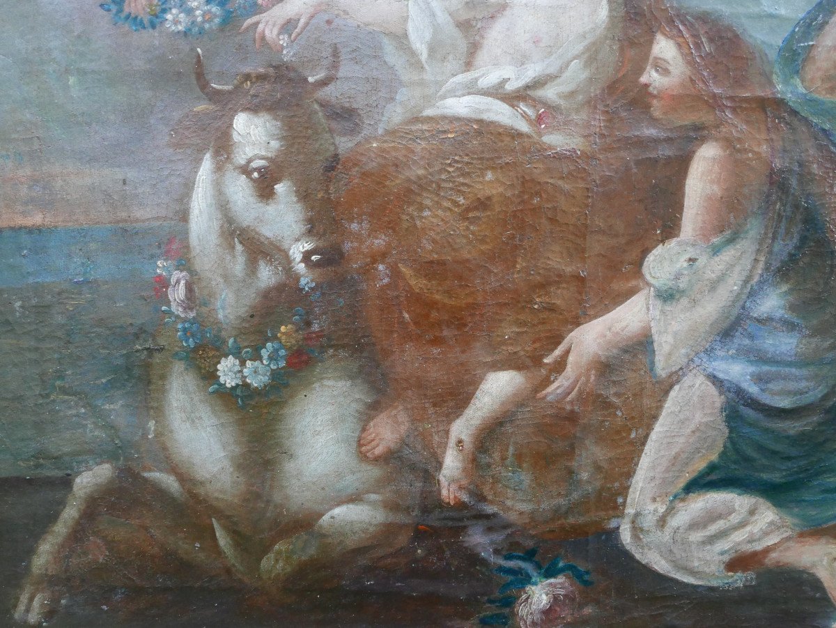 Mythological Scene Painting Abduction Of Europe Oil/canvas 17th Century-photo-4