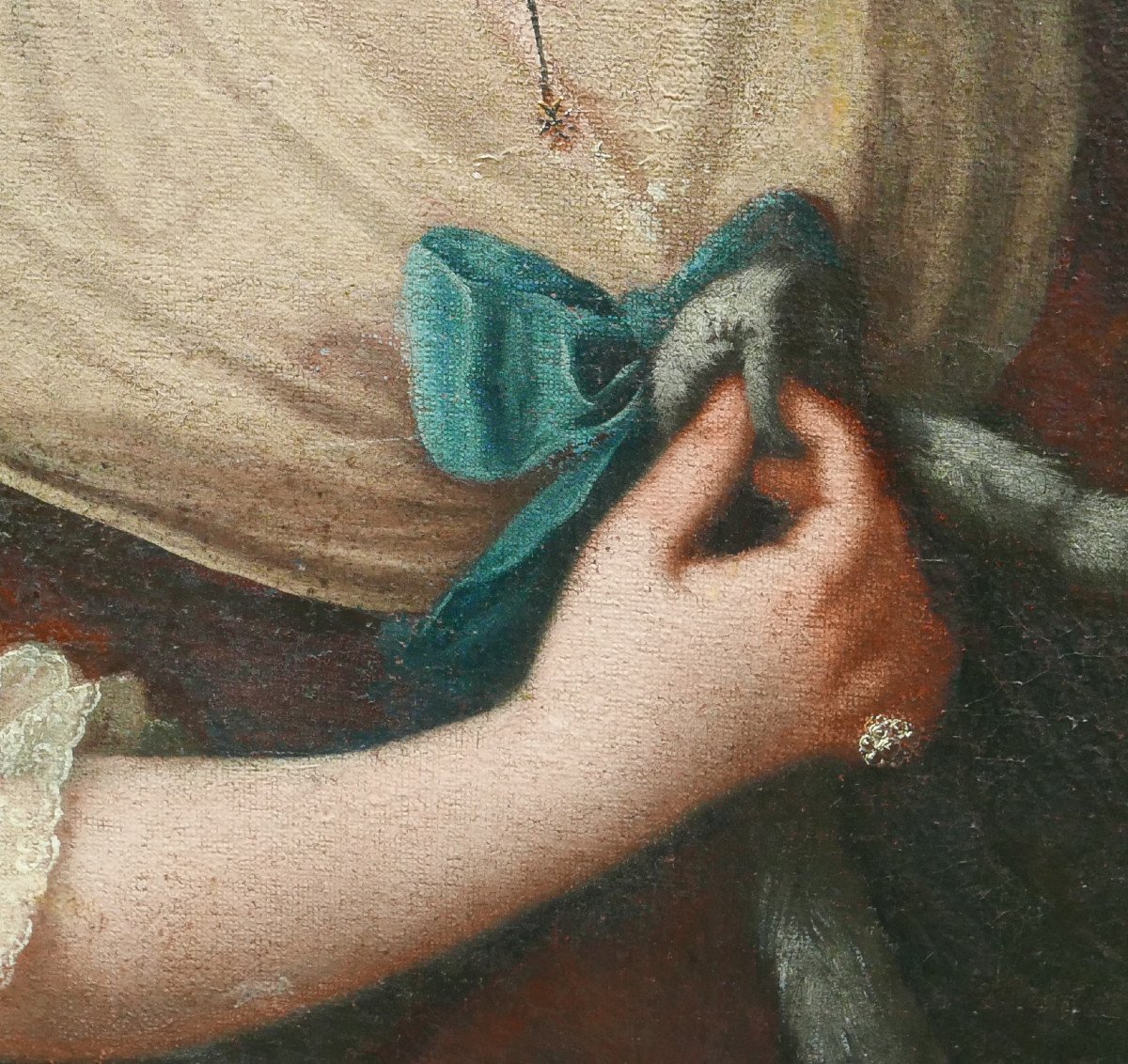 Portrait De Femme à La Coiffe Epoque Louis XVI Huile/toile Du XVIIIème Siècle-photo-7