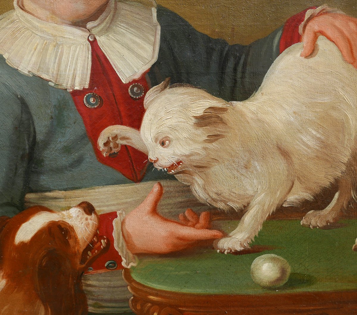 Bonneville Portrait Of Young Man Dog And Cat Oil/canvas From The 18th Century-photo-3