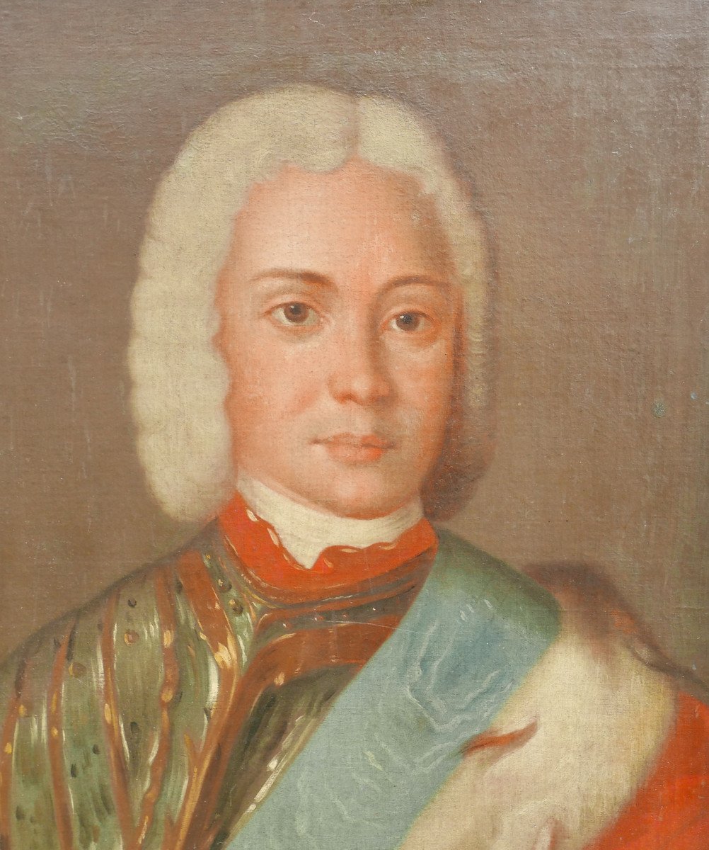 Portrait d'Homme En Armure Prince Ecole Allemande Huile/toile Du XVIIIème Siècle-photo-1