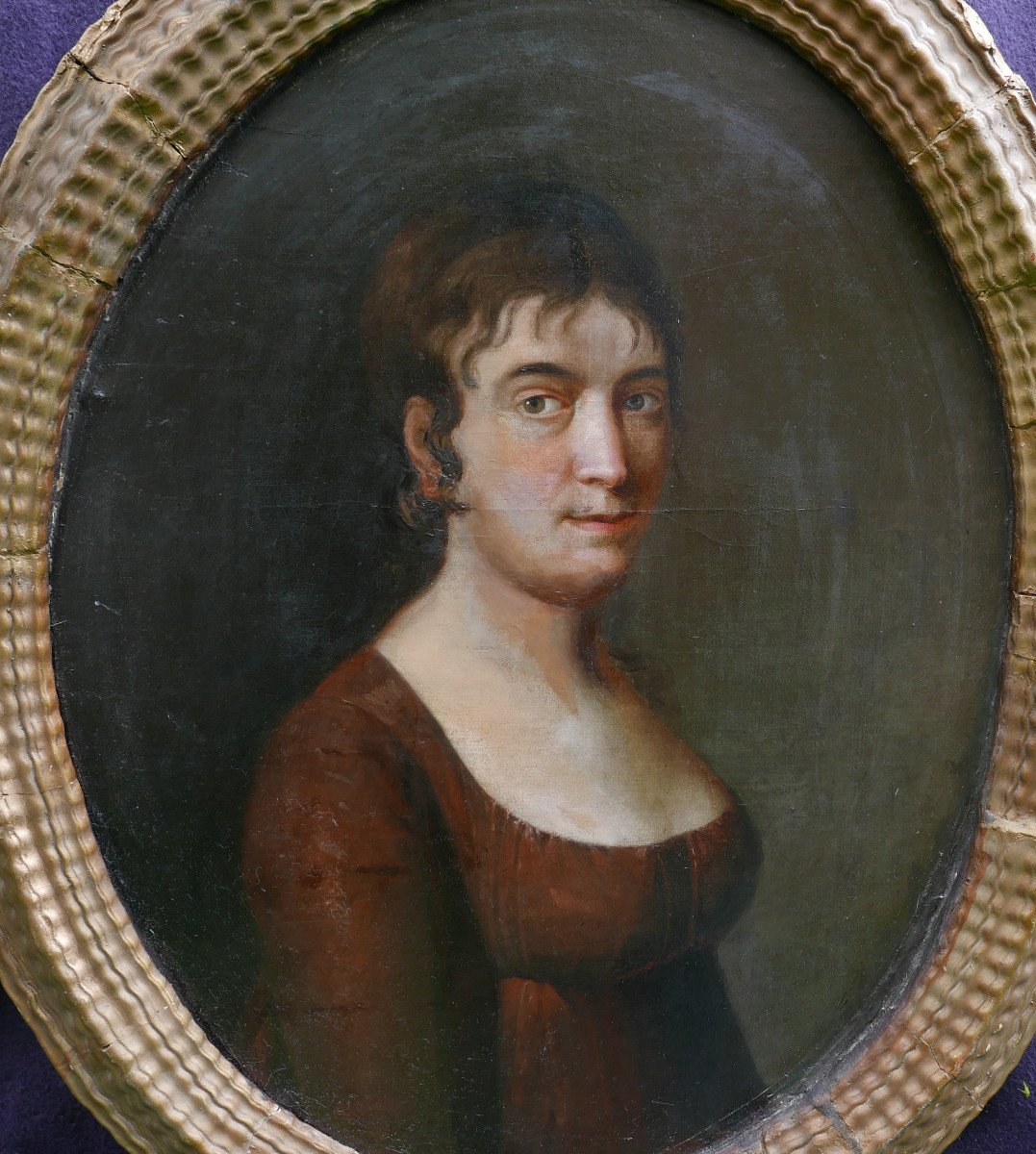 Portrait Of A Woman Oval First Empire Period Oil/canvas Early 19th Century-photo-4