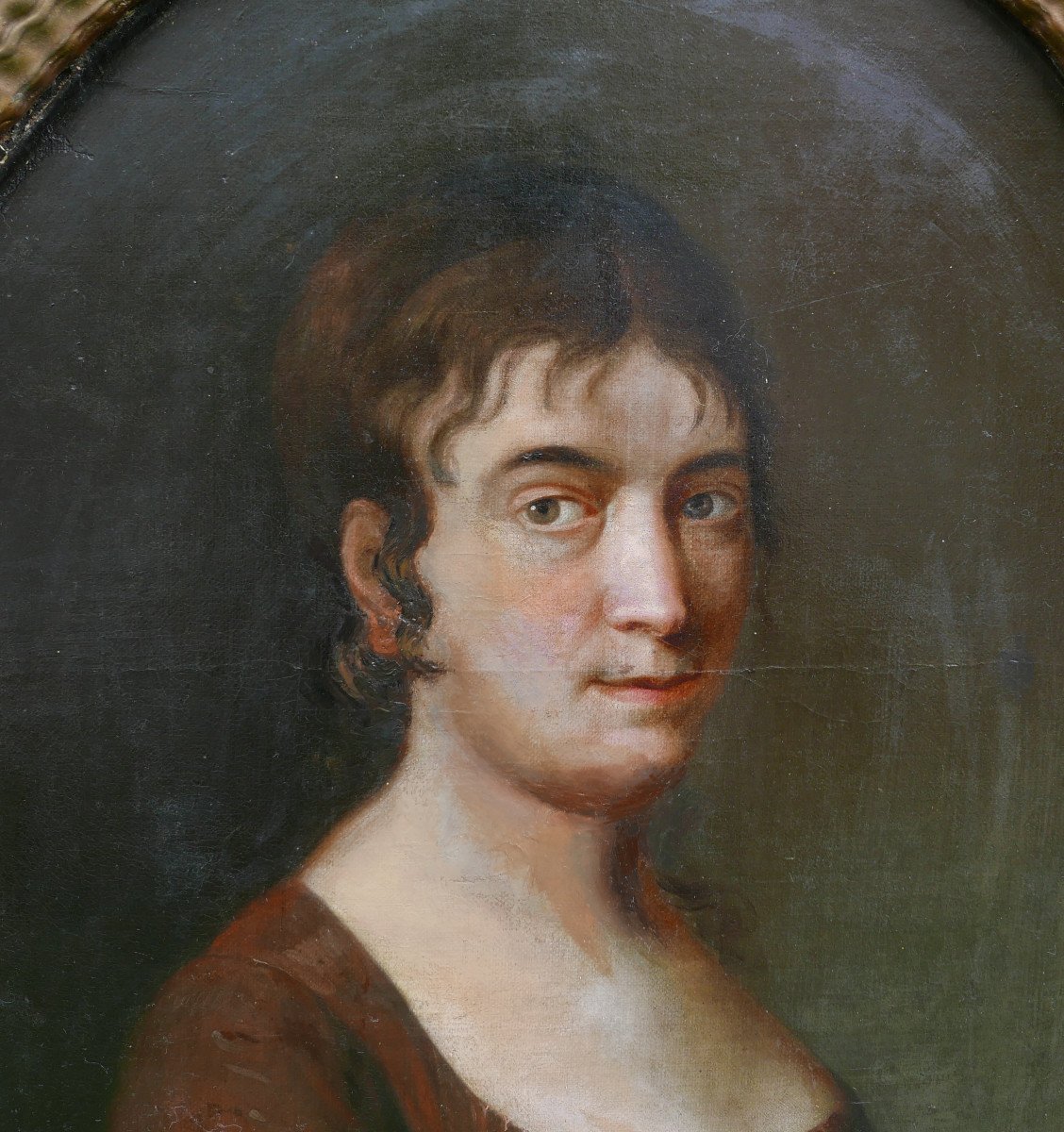 Portrait Of A Woman Oval First Empire Period Oil/canvas Early 19th Century-photo-2