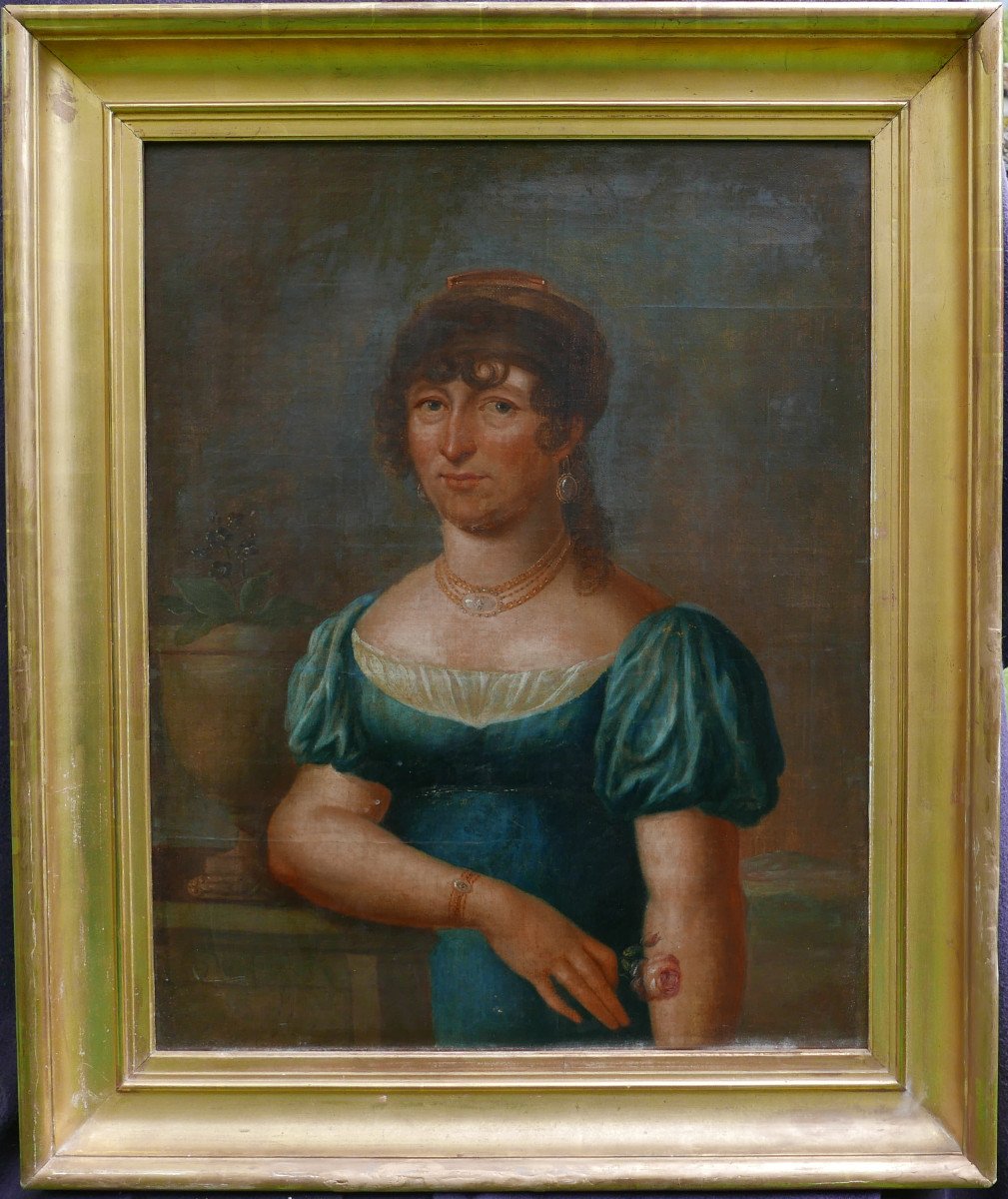 Portrait De Femme Epoque Ier Empire Huile/toile Début XIXème Siècle