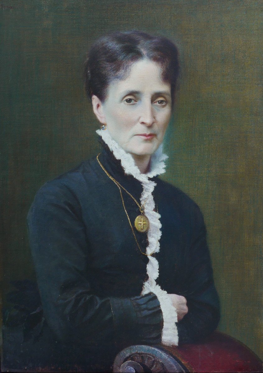 Carlo Ferrari Portrait Of Woman Italian School Oil/canvas 19th Century