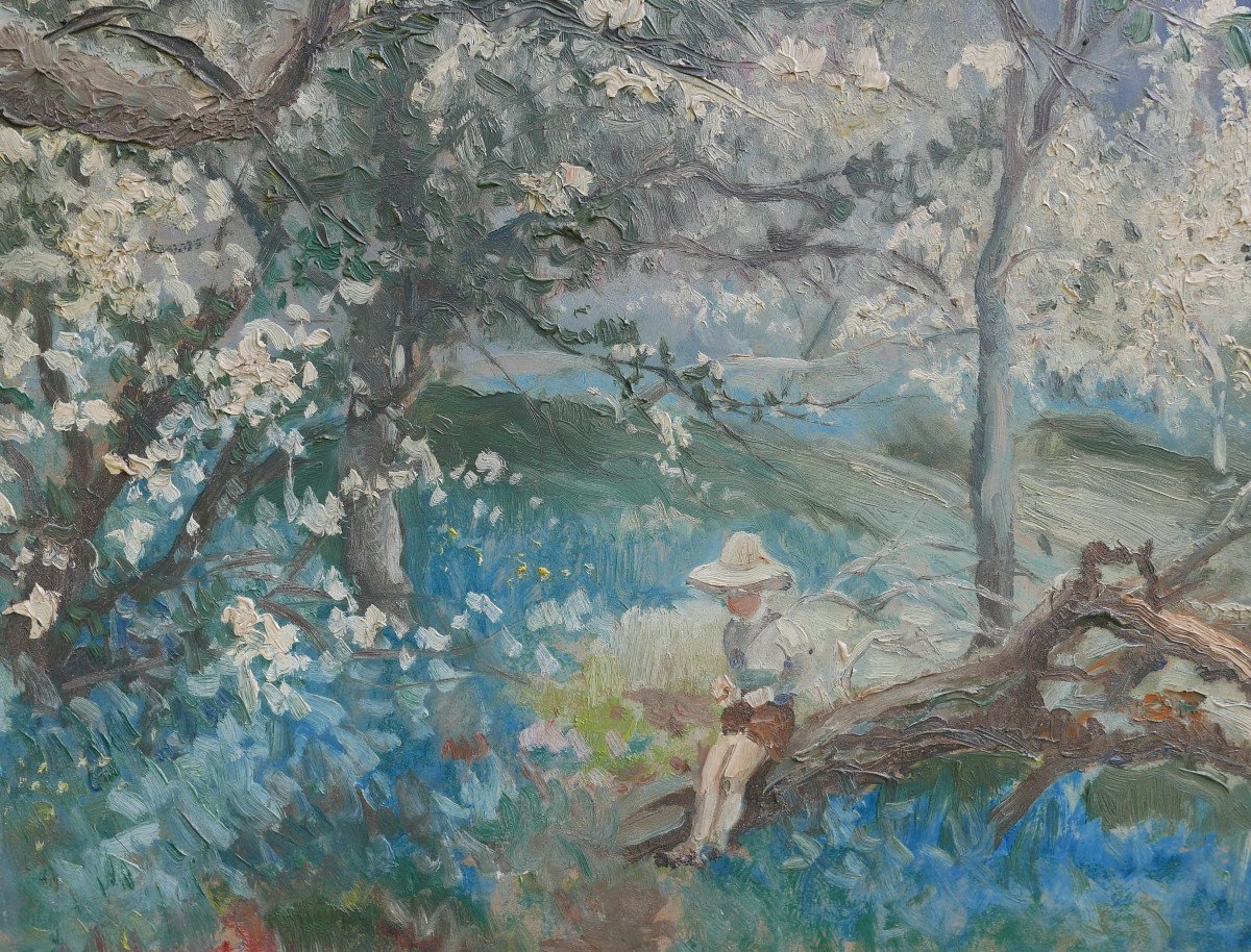 Animated Underwood Landscape Painting Oil/panel Early 20th Century Signed-photo-2