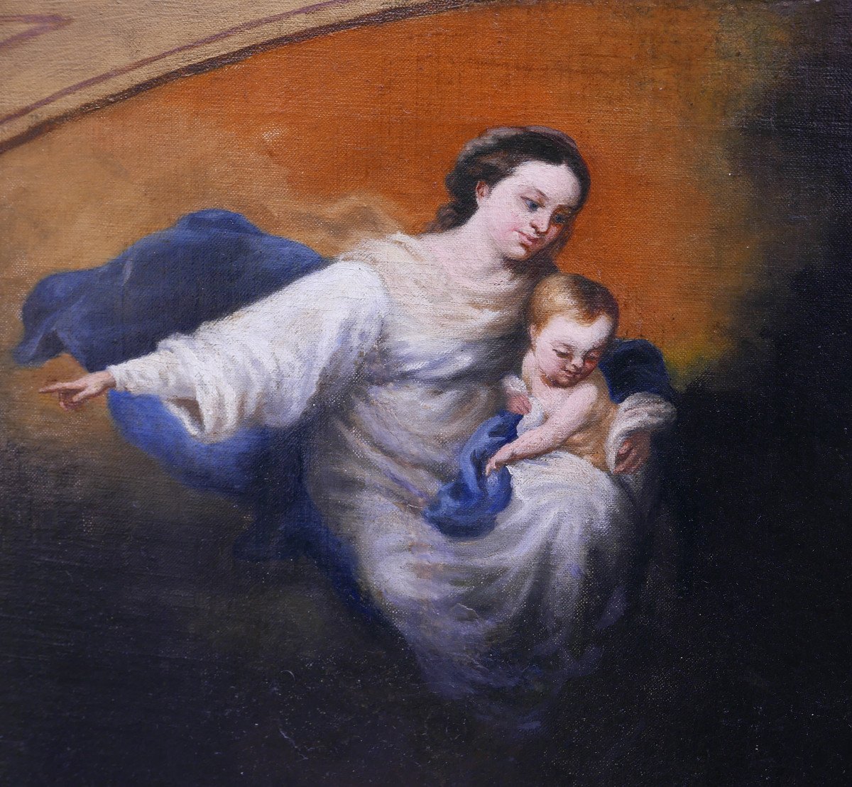 Scène De Genre Le Rêve Du Patricien d'Après Murillo Huile/toile Du XIXème Siècle-photo-5