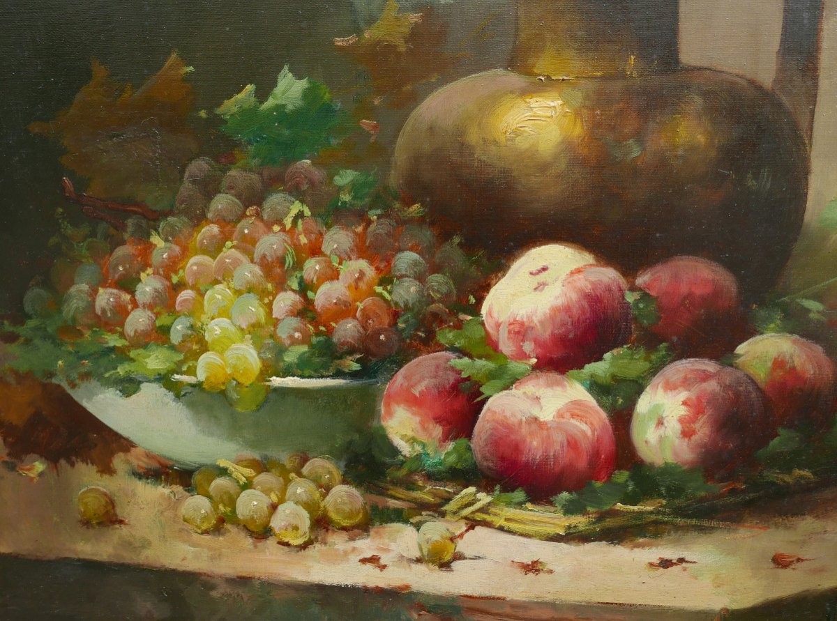 Rémy Painting Still Life With Fruits Oil/canvas From The 19th Century Signed-photo-1