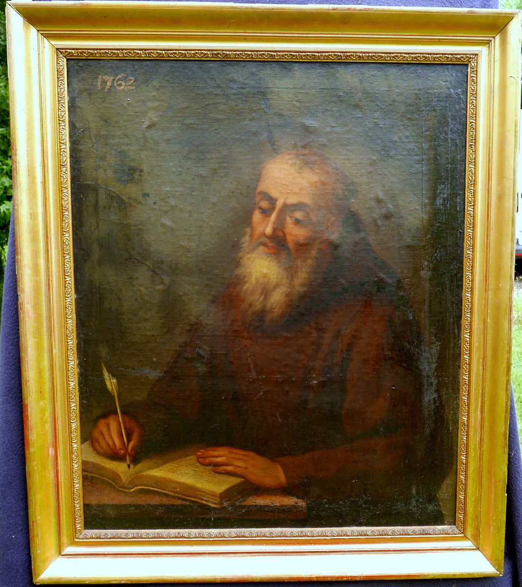 Portrait Of A Man Saint Augustine Louis XV Period Oil/canvas From The 18th Century-photo-2