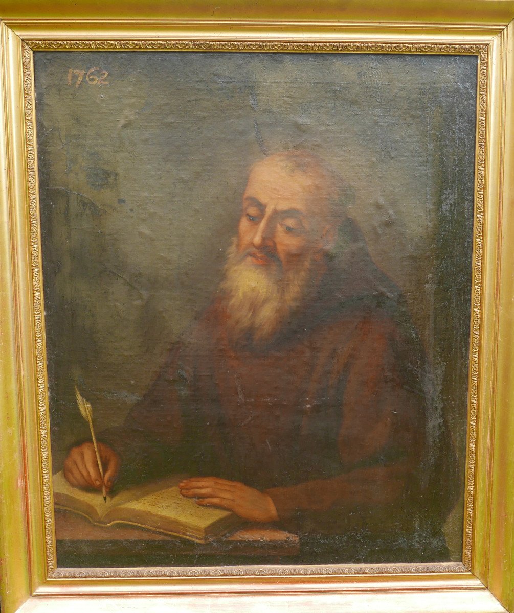 Portrait Of A Man Saint Augustine Louis XV Period Oil/canvas From The 18th Century-photo-3